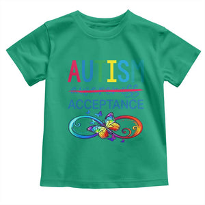 Autism Acceptance Toddler T Shirt Neurodivergent Support Infinity Butterfly Symbol TS14 Irish Green Print Your Wear