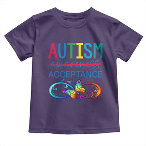 Autism Acceptance Toddler T Shirt Neurodivergent Support Infinity Butterfly Symbol TS14 Purple Print Your Wear