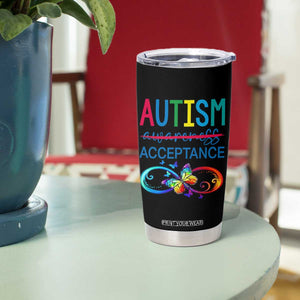 Autism Acceptance Tumbler Cup Neurodivergent Support Infinity Butterfly Symbol TS14 Print Your Wear