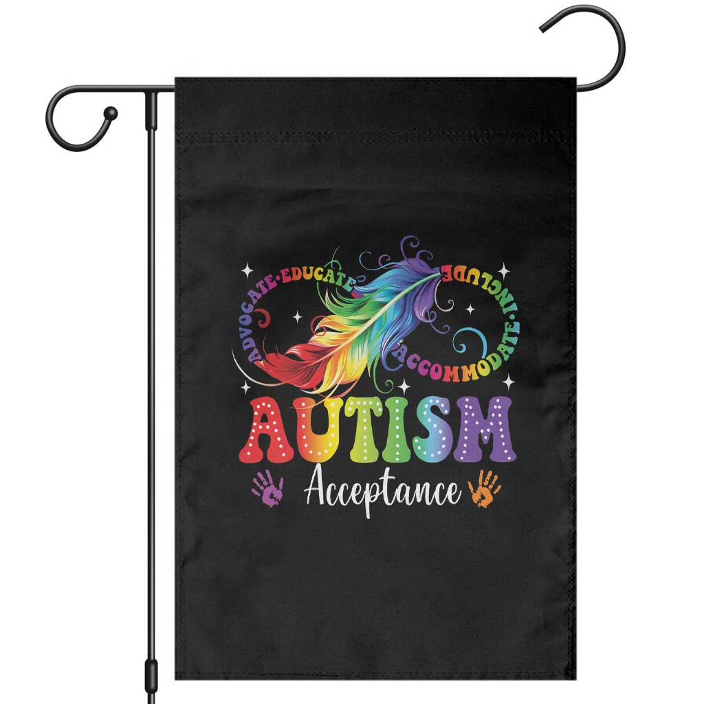 Autism Acceptance Garden Flag Neurodivergent Support Rainbow Feather Infinity Symbol TS14 Black Print Your Wear