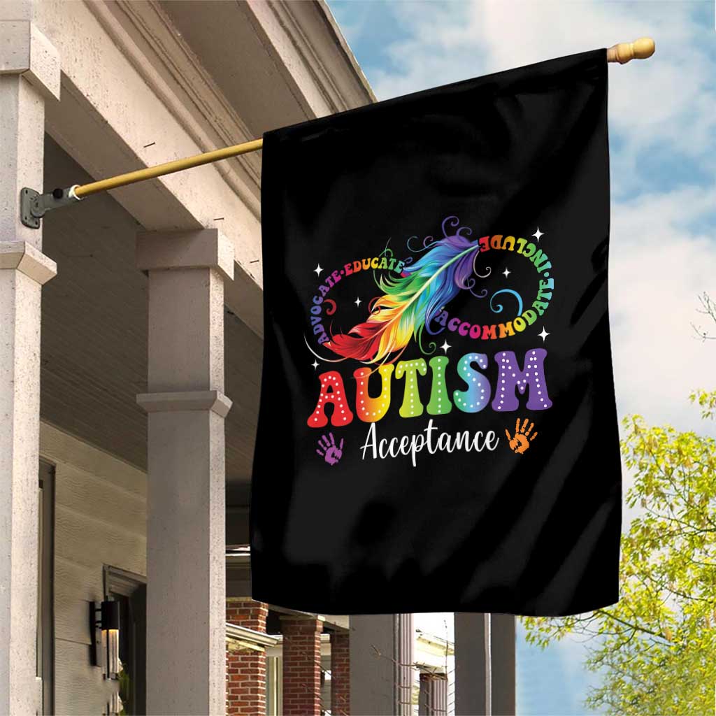 Autism Acceptance Garden Flag Neurodivergent Support Rainbow Feather Infinity Symbol TS14 Print Your Wear