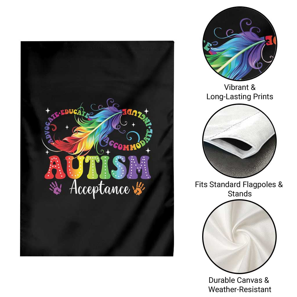 Autism Acceptance Garden Flag Neurodivergent Support Rainbow Feather Infinity Symbol TS14 Print Your Wear