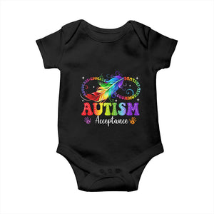 Autism Acceptance Baby Onesie Neurodivergent Support Rainbow Feather Infinity Symbol TS14 Black Print Your Wear