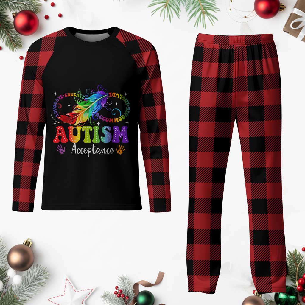 Autism Acceptance Plaid Pajama Set Neurodivergent Support Rainbow Feather Infinity Symbol TS14 Buffalo Plaid Print Your Wear