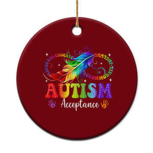 Autism Acceptance Ceramic Ornament Neurodivergent Support Rainbow Feather Infinity Symbol TS14 1pc Red Print Your Wear