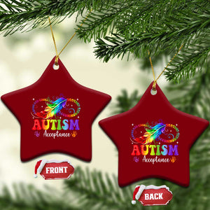 Autism Acceptance Ceramic Ornament Neurodivergent Support Rainbow Feather Infinity Symbol TS14 Print Your Wear