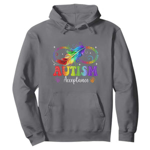 Autism Acceptance Hoodie - Neurodivergent Support Rainbow Feather Infinity Symbol Pullover TS14 Charcoal Print Your Wear