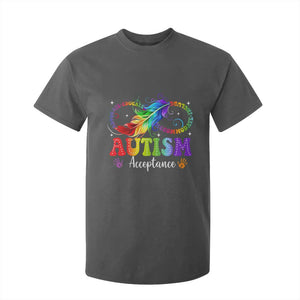 Autism Acceptance T Shirt For Kid - Neurodivergent Support Rainbow Feather Infinity Symbol TS14 Dark Heather Print Your Wear