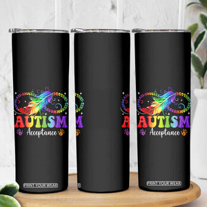 Autism Acceptance Skinny Tumbler Neurodivergent Support Rainbow Feather Infinity Symbol TS14 Print Your Wear