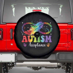 Autism Acceptance Spare Tire Cover Neurodivergent Support Rainbow Feather Infinity Symbol TS14 Black Print Your Wear