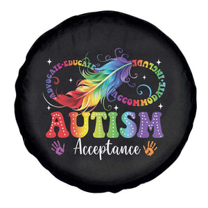 Autism Acceptance Spare Tire Cover Neurodivergent Support Rainbow Feather Infinity Symbol TS14 Print Your Wear