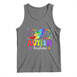 Autism Acceptance Tank Top Neurodivergent Support Rainbow Feather Infinity Symbol TS14 Black Heather Print Your Wear