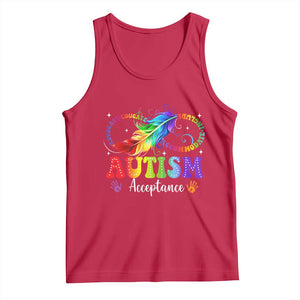 Autism Acceptance Tank Top Neurodivergent Support Rainbow Feather Infinity Symbol TS14 Red Print Your Wear