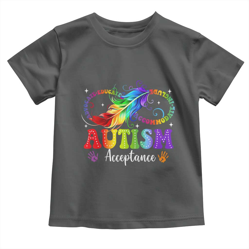 Autism Acceptance Toddler T Shirt Neurodivergent Support Rainbow Feather Infinity Symbol TS14 Dark Heather Print Your Wear