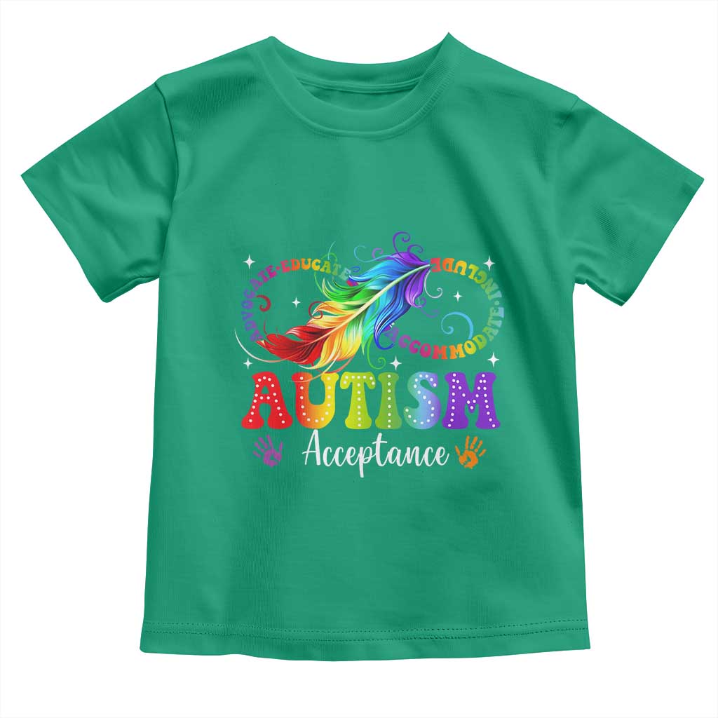 Autism Acceptance Toddler T Shirt Neurodivergent Support Rainbow Feather Infinity Symbol TS14 Irish Green Print Your Wear