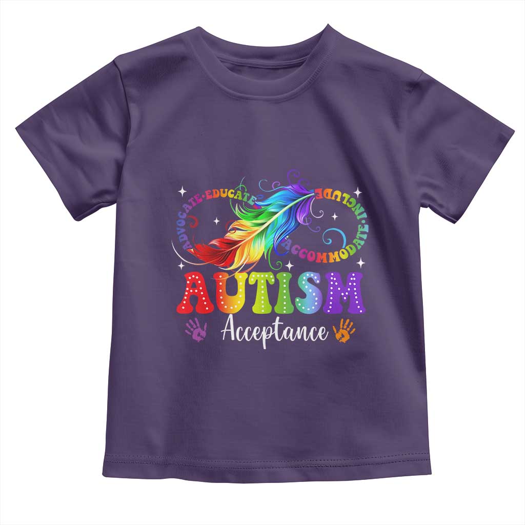 Autism Acceptance Toddler T Shirt Neurodivergent Support Rainbow Feather Infinity Symbol TS14 Purple Print Your Wear