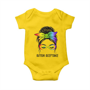 Autism Acceptance Baby Onesie Neurodiversity Awareness Messy Bun Women TS14 Daisy Print Your Wear