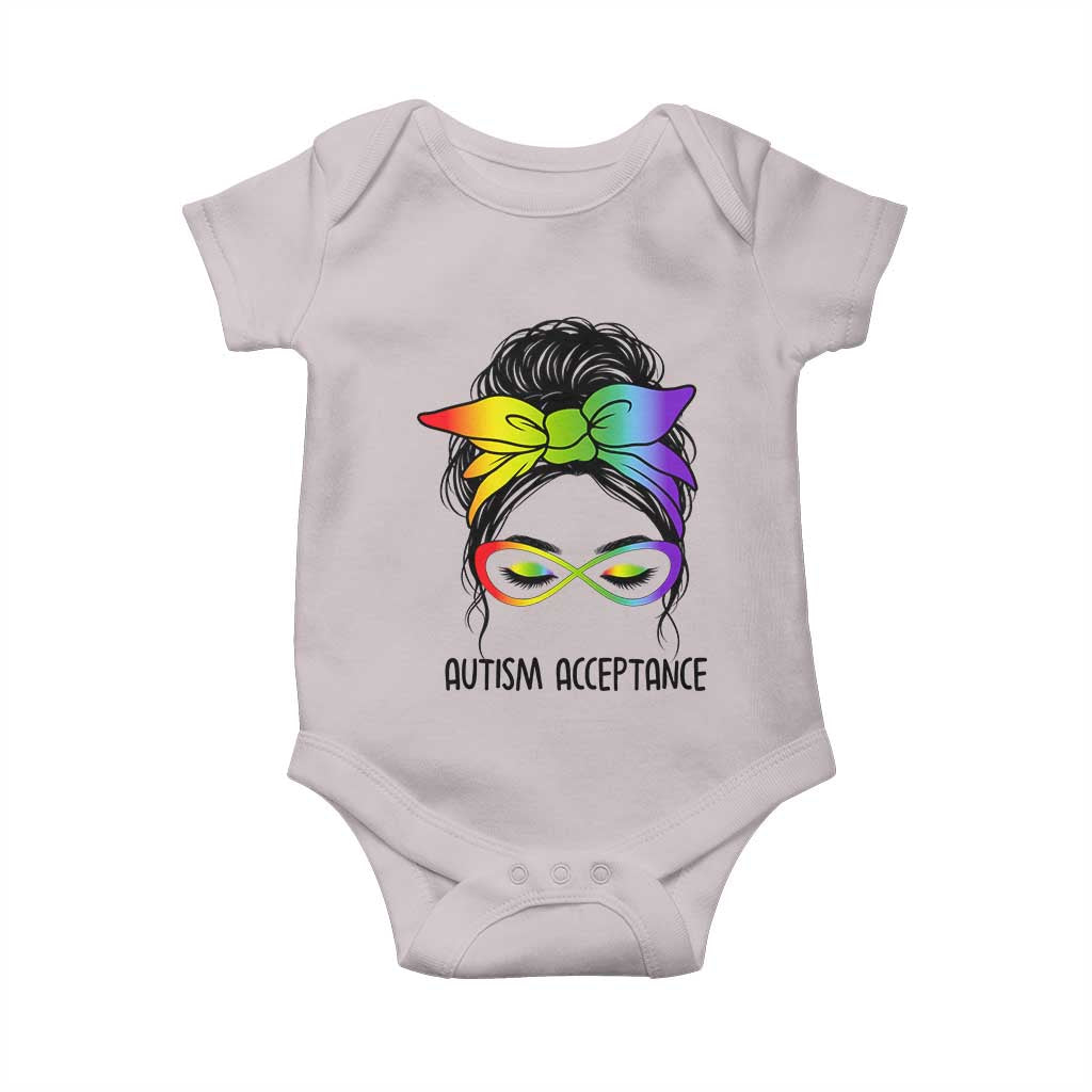 Autism Acceptance Baby Onesie Neurodiversity Awareness Messy Bun Women TS14 Ice Gray Print Your Wear