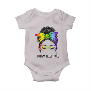 Autism Acceptance Baby Onesie Neurodiversity Awareness Messy Bun Women TS14 Ice Gray Print Your Wear