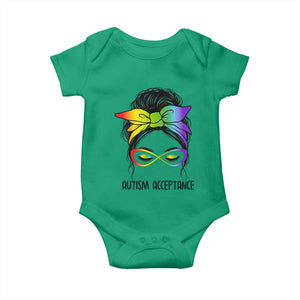 Autism Acceptance Baby Onesie Neurodiversity Awareness Messy Bun Women TS14 Irish Green Print Your Wear