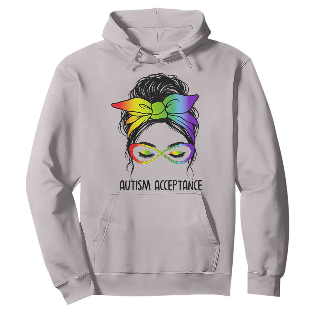 Autism Acceptance Hoodie - Neurodiversity Awareness Messy Bun Women Pullover TS14 Ice Gray Print Your Wear