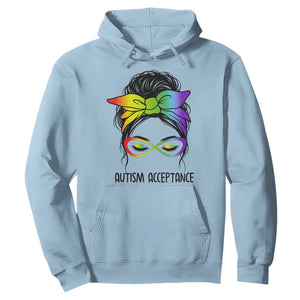 Autism Acceptance Hoodie - Neurodiversity Awareness Messy Bun Women Pullover TS14 Light Blue Print Your Wear