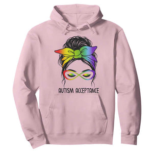 Autism Acceptance Hoodie - Neurodiversity Awareness Messy Bun Women Pullover TS14 Light Pink Print Your Wear