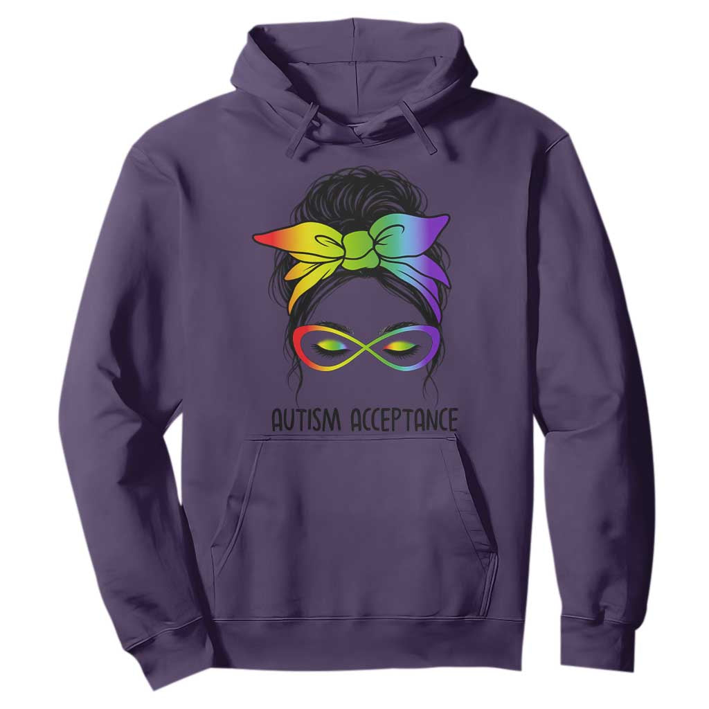 Autism Acceptance Hoodie - Neurodiversity Awareness Messy Bun Women Pullover TS14 Purple Print Your Wear