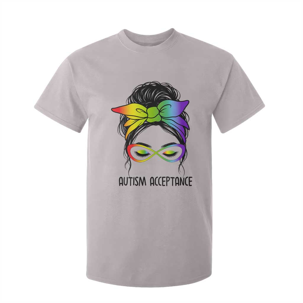 Autism Acceptance T Shirt For Kid - Neurodiversity Awareness Messy Bun Women TS14 Ice Gray Print Your Wear