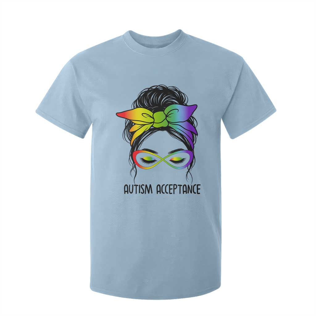 Autism Acceptance T Shirt For Kid - Neurodiversity Awareness Messy Bun Women TS14 Light Blue Print Your Wear