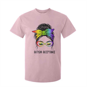 Autism Acceptance T Shirt For Kid - Neurodiversity Awareness Messy Bun Women TS14 Light Pink Print Your Wear