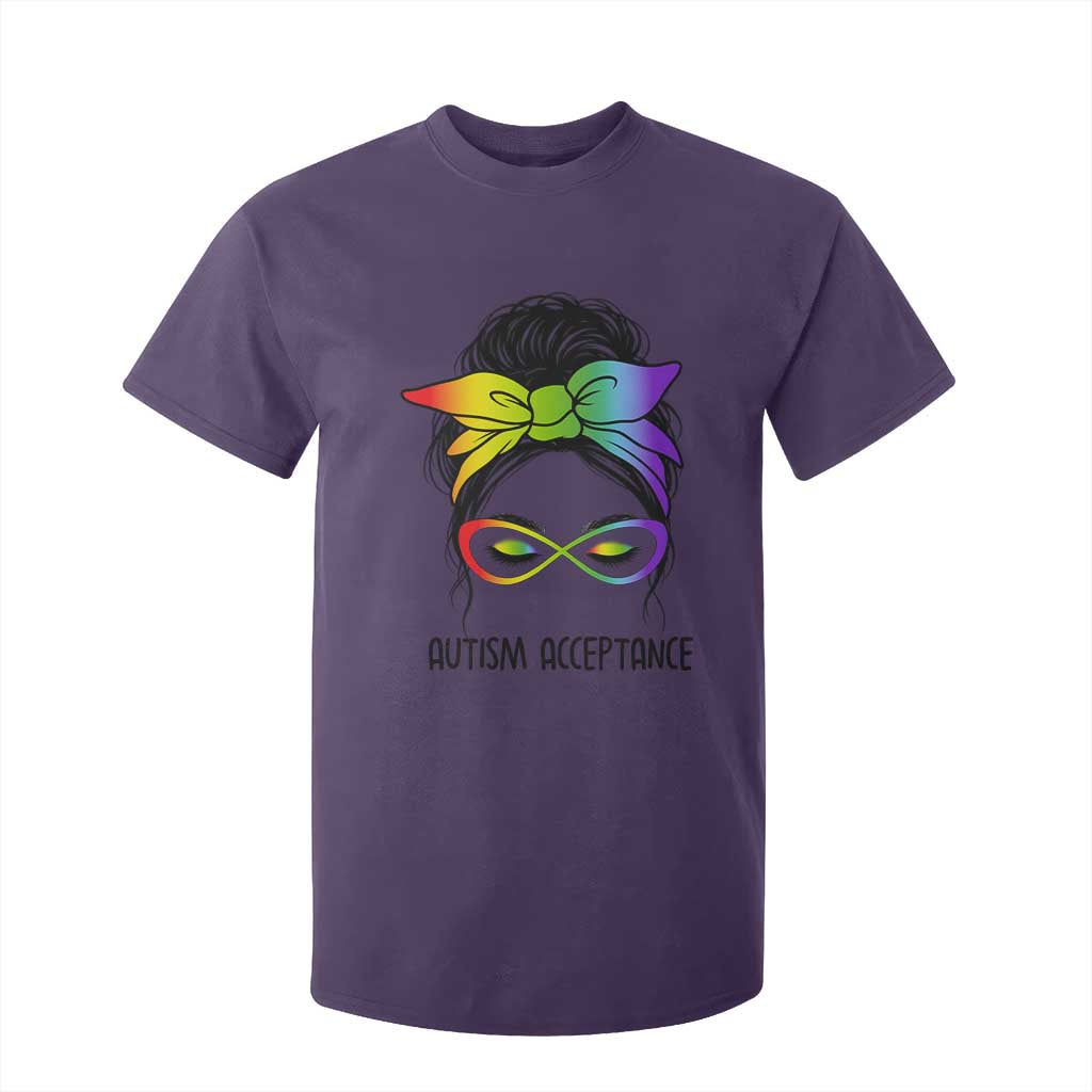 Autism Acceptance T Shirt For Kid - Neurodiversity Awareness Messy Bun Women TS14 Purple Print Your Wear