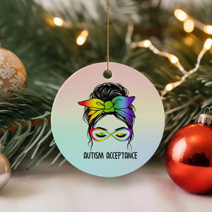 Autism Acceptance Ceramic Ornament Neurodiversity Awareness Messy Bun Women TS14 1pc Pastel Print Your Wear