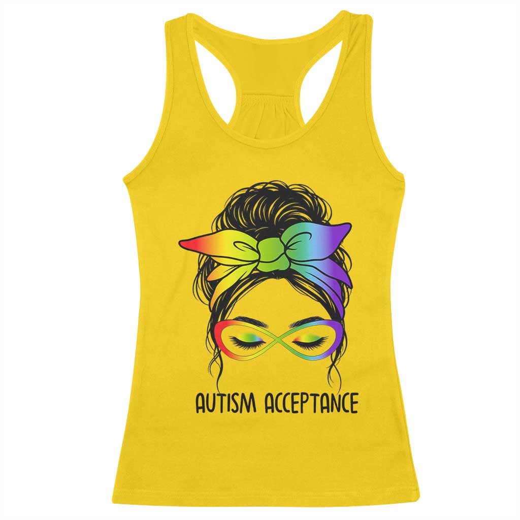 Autism Acceptance Racerback Tank Top Neurodiversity Awareness Messy Bun Women TS14 Daisy Print Your Wear