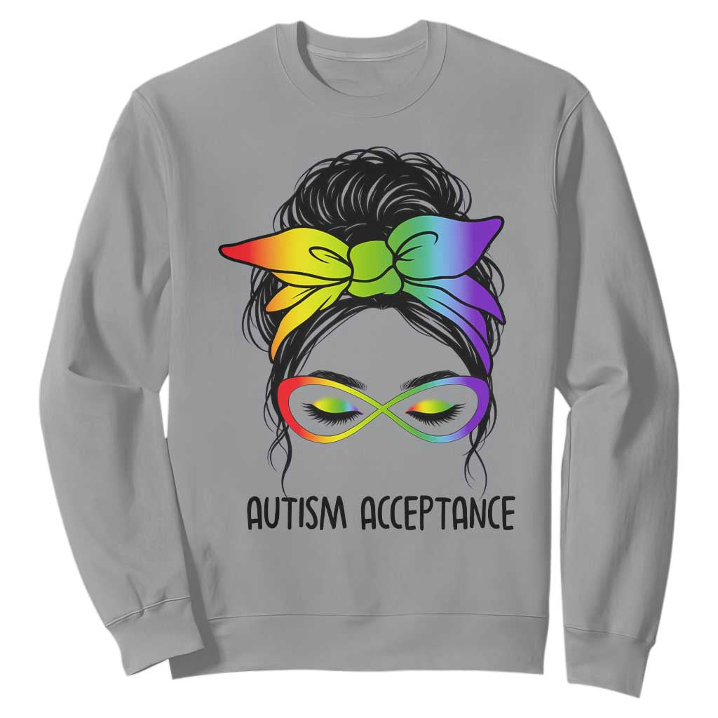 Autism Acceptance Sweatshirt - Neurodiversity Awareness Messy Bun Women TS14 Sport Gray Print Your Wear