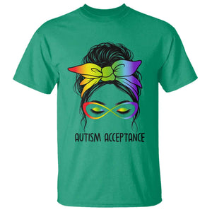 Autism Acceptance T Shirt - Neurodiversity Awareness Messy Bun Women TS14 Irish Green Print Your Wear