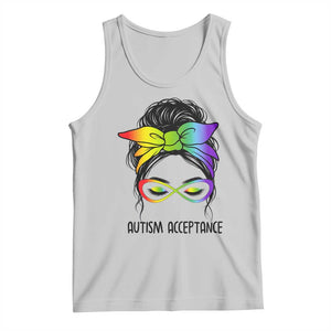 Autism Acceptance Tank Top Neurodiversity Awareness Messy Bun Women TS14 Ash Print Your Wear