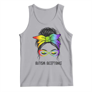 Autism Acceptance Tank Top Neurodiversity Awareness Messy Bun Women TS14 Athletic Heather Print Your Wear
