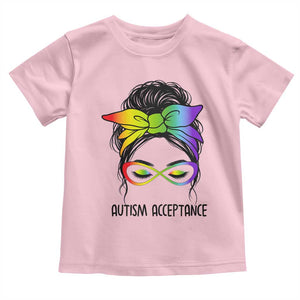 Autism Acceptance Toddler T Shirt Neurodiversity Awareness Messy Bun Women TS14 Light Pink Print Your Wear