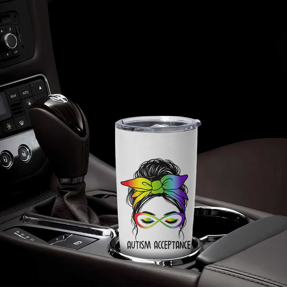 Autism Acceptance Tumbler Cup Neurodiversity Awareness Messy Bun Women TS14 Print Your Wear