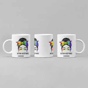 Autism Acceptance Coffee Mug Neurodiversity Awareness Messy Bun Women TS14 Print Your Wear