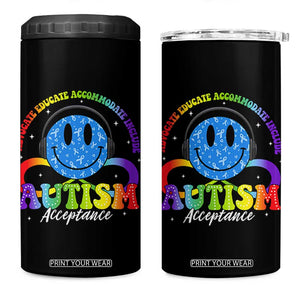 Autism Acceptance 4 in 1 Can Cooler Tumbler Acceptance Special Education Teacher Kids TS14 One Size: 16 oz Black Print Your Wear