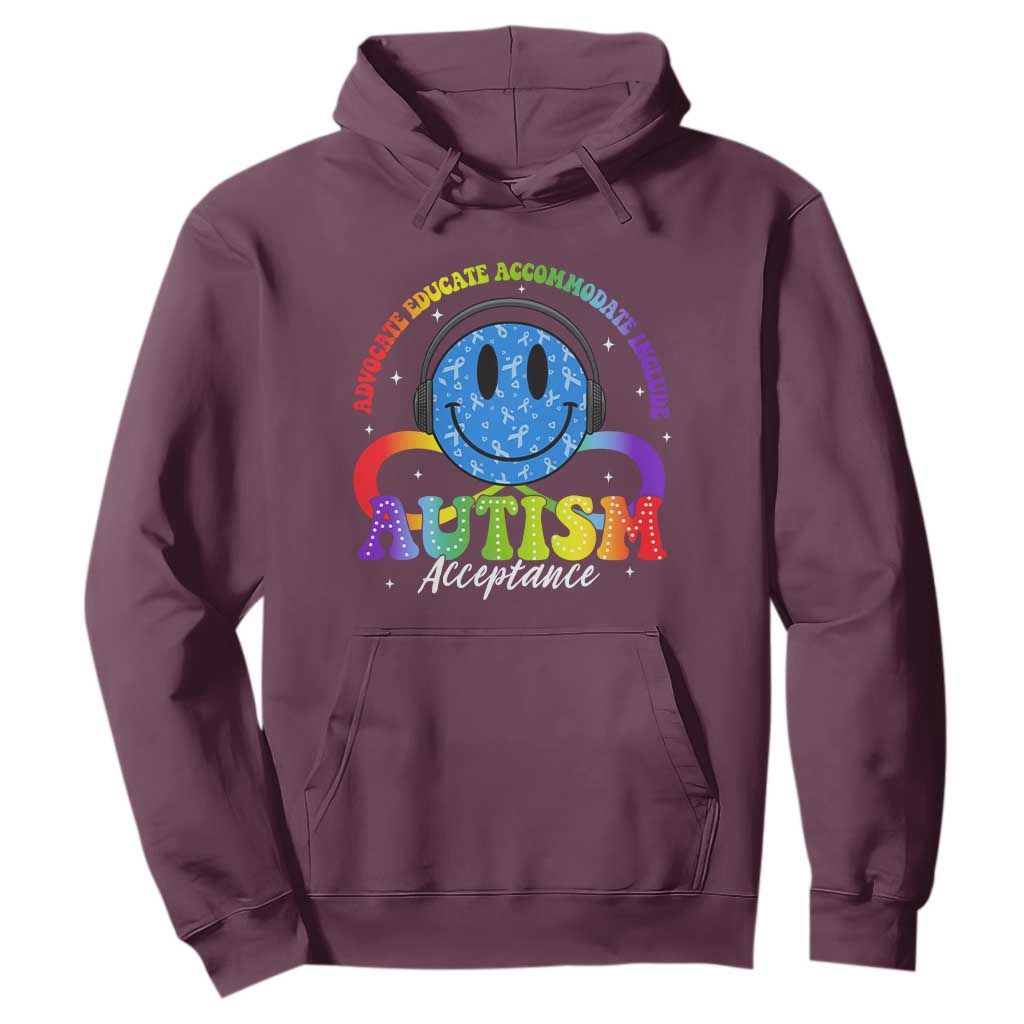 Autism Acceptance Hoodie - Special Education Teacher Kids Neurodiversity Awareness Pullover TS14 Maroon Print Your Wear