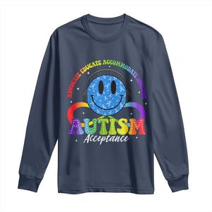 Autism Acceptance Long Sleeve Shirt - Special Education Teacher Kids Neurodiversity Awareness TS14 Navy Print Your Wear