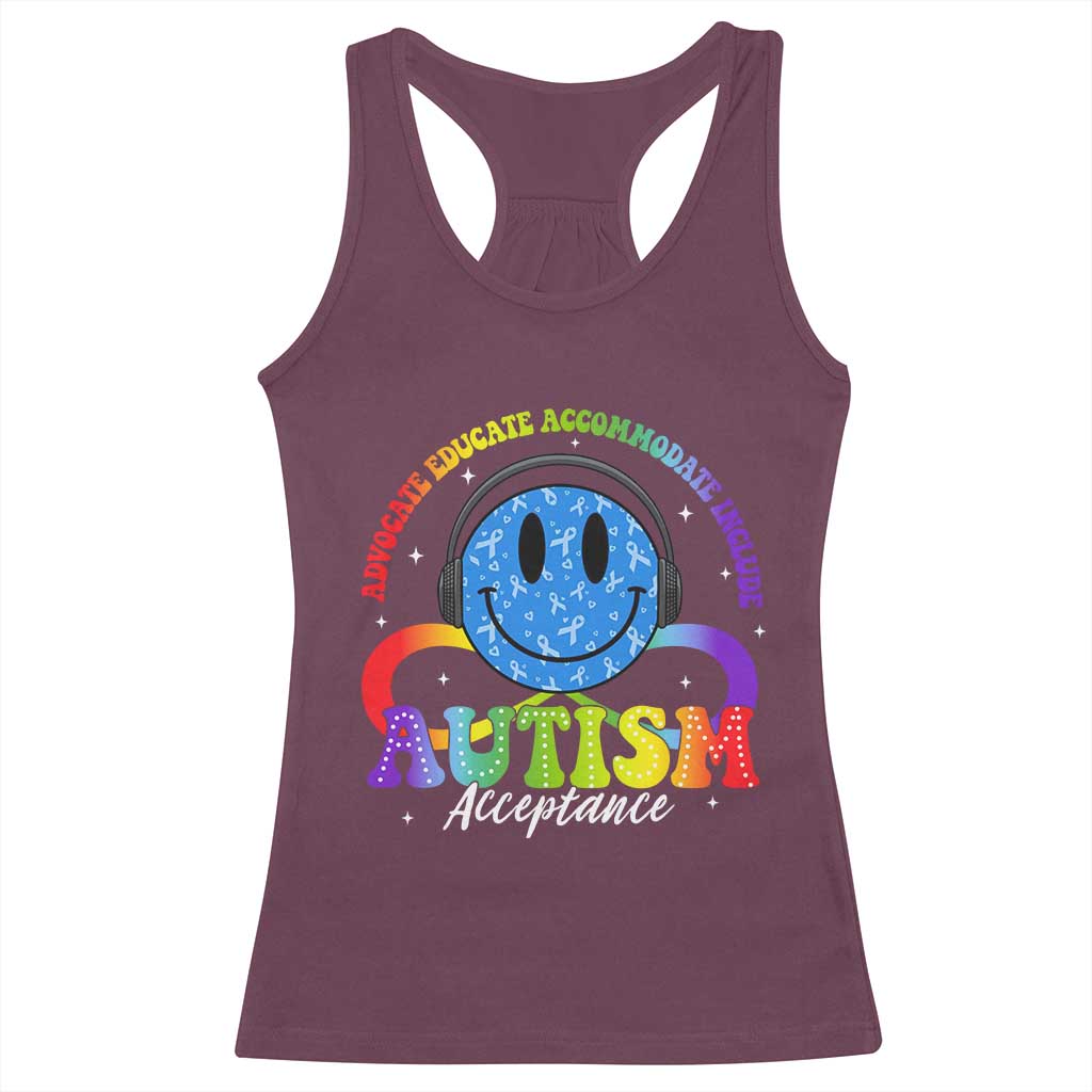 Autism Acceptance Racerback Tank Top Acceptance Special Education Teacher Kids TS14 Maroon Print Your Wear