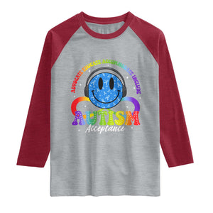 Autism Acceptance Raglan Shirt Acceptance Special Education Teacher Kids TS14 Heather Gray Heather Red Print Your Wear