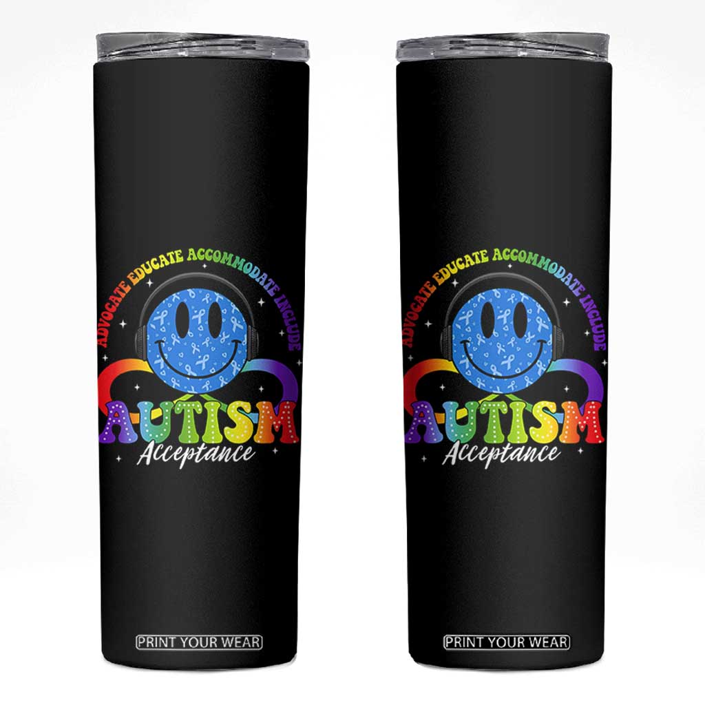 Autism Acceptance Skinny Tumbler Acceptance Special Education Teacher Kids TS14 Black Print Your Wear