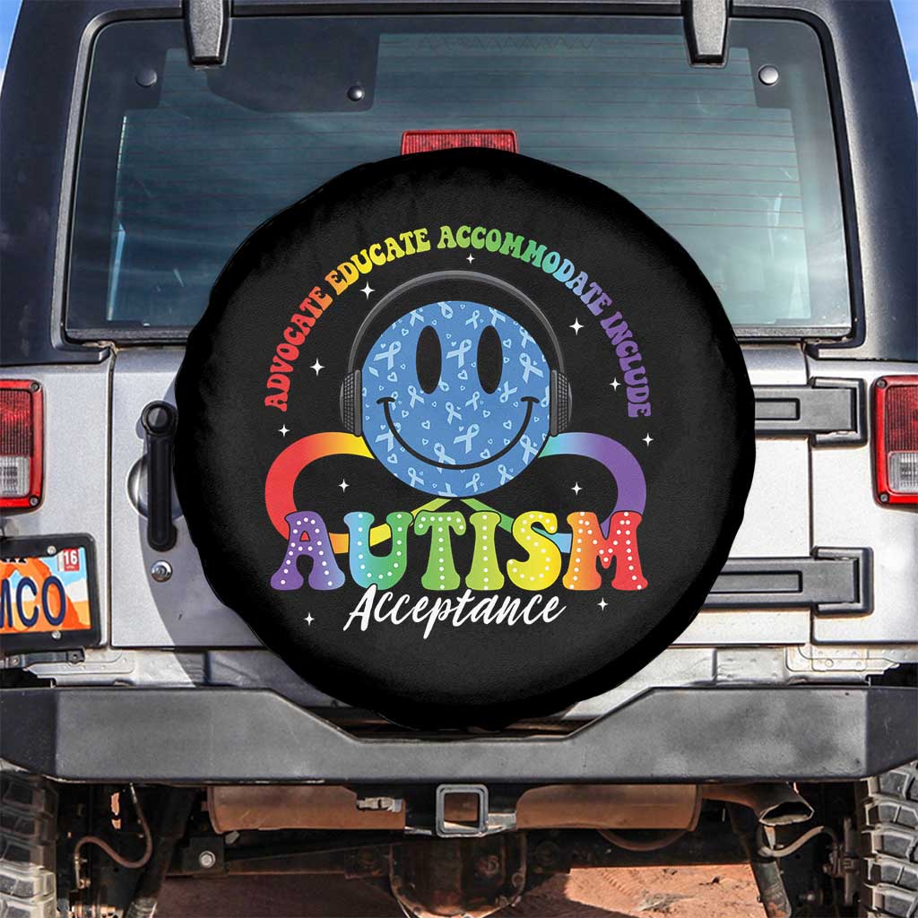 Autism Acceptance Spare Tire Cover Acceptance Special Education Teacher Kids TS14 No hole Black Print Your Wear