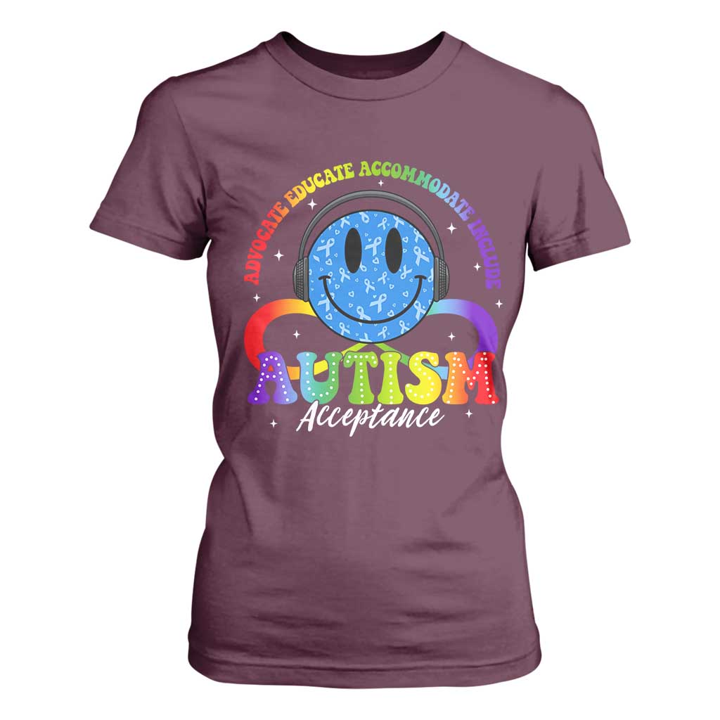 Autism Acceptance T Shirt For Women - Special Education Teacher Kids Neurodiversity Awareness TS14 Maroon Print Your Wear