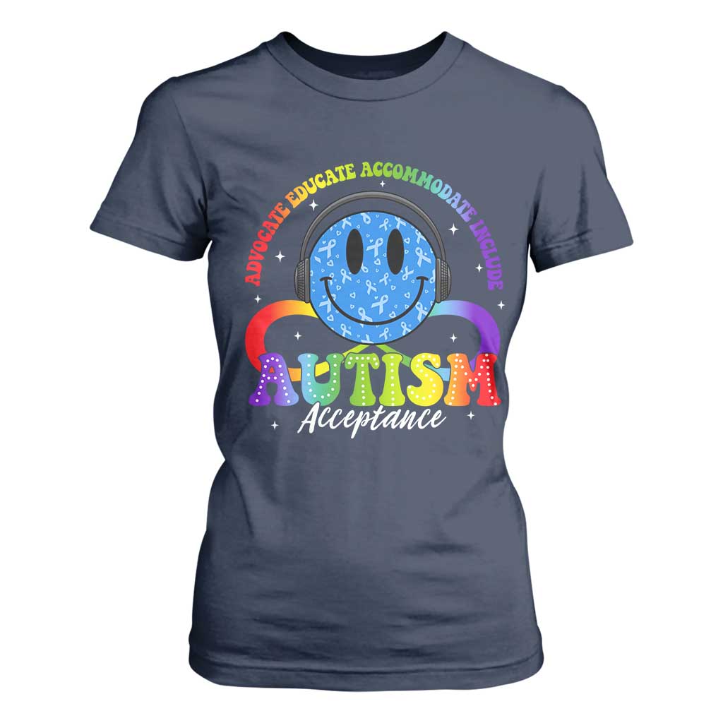 Autism Acceptance T Shirt For Women - Special Education Teacher Kids Neurodiversity Awareness TS14 Navy Print Your Wear
